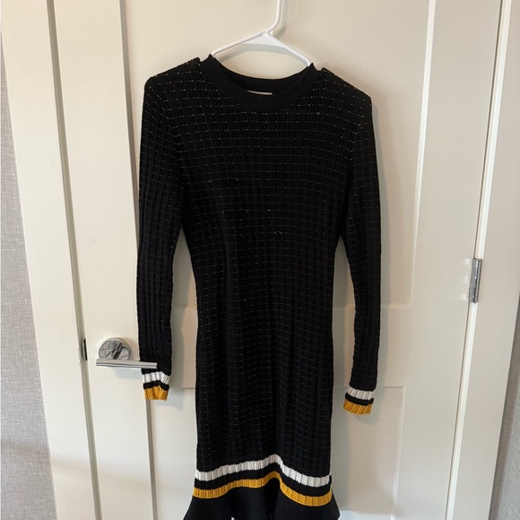 3.1 Phillip Lim Black Midi Dress with Gold and White Accents - Picture 1 of 1